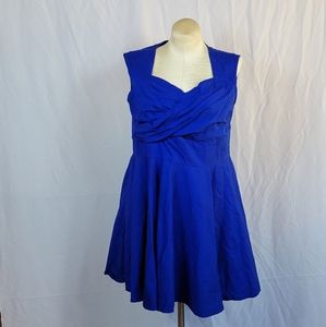 Maggie Tang 3X XL 16 Blue Rockabilly Retro 50s Swing Dress